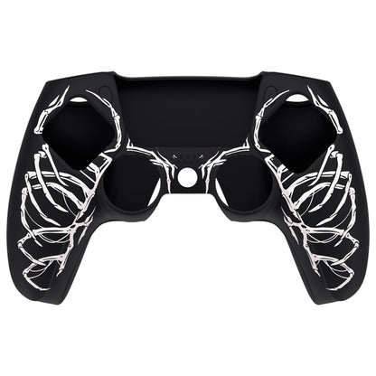 PlayVital Pure Series Dockable Model Anti-Slip Silicone Cover Skin with Thumb Grip Caps for PS5 Wireless Controller - Compatible with Charging Station - Carving Skull - EKPFL006 PlayVital