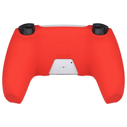 PlayVital Pure Series Dockable Model Anti-Slip Silicone Cover Skin with Thumb Grip Caps for PS5 Wireless Controller - Compatible with Charging Station - Passion Red - EKPFP005 PlayVital