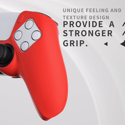 PlayVital Pure Series Dockable Model Anti-Slip Silicone Cover Skin with Thumb Grip Caps for PS5 Wireless Controller - Compatible with Charging Station - Passion Red - EKPFP005 PlayVital