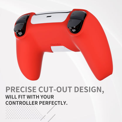 PlayVital Pure Series Dockable Model Anti-Slip Silicone Cover Skin with Thumb Grip Caps for PS5 Wireless Controller - Compatible with Charging Station - Passion Red - EKPFP005 PlayVital