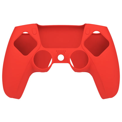 PlayVital Pure Series Dockable Model Anti-Slip Silicone Cover Skin with Thumb Grip Caps for PS5 Wireless Controller - Compatible with Charging Station - Passion Red - EKPFP005 PlayVital