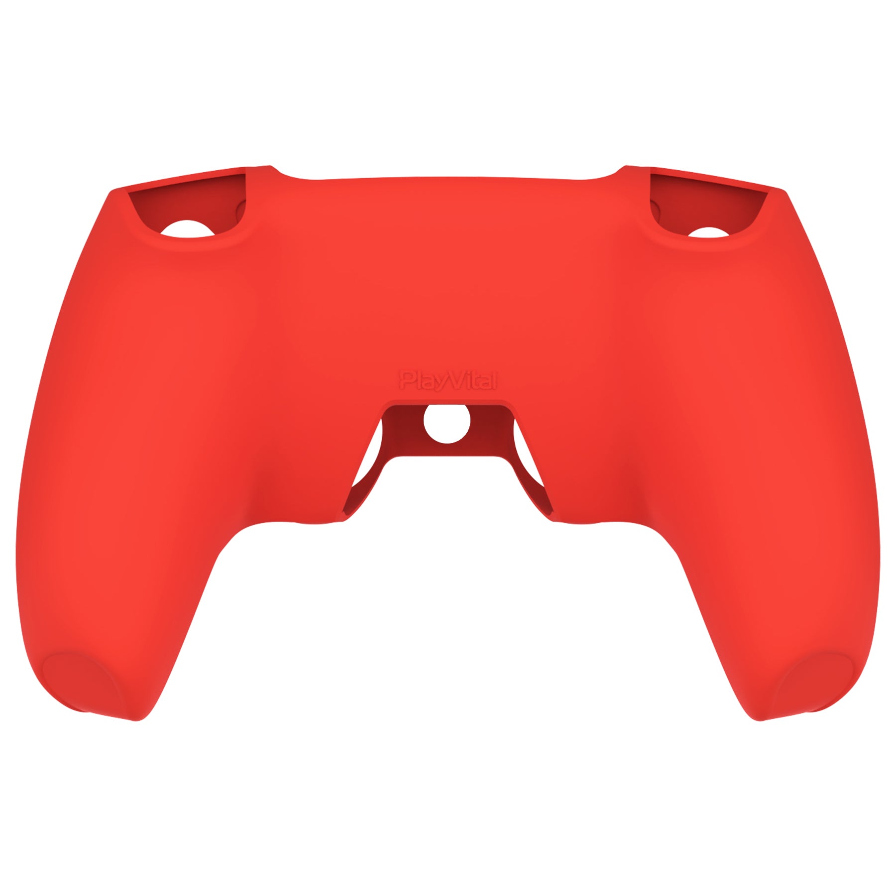 PlayVital Pure Series Dockable Model Anti-Slip Silicone Cover Skin with Thumb Grip Caps for PS5 Wireless Controller - Compatible with Charging Station - Passion Red - EKPFP005 PlayVital