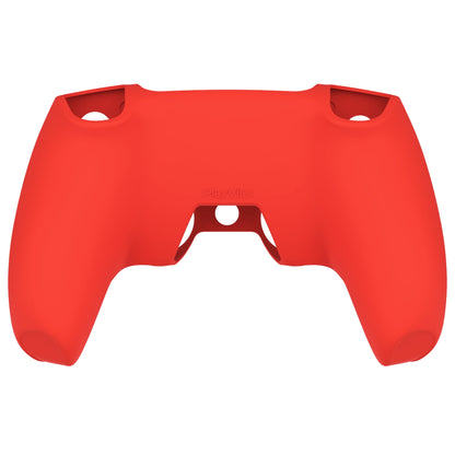 PlayVital Pure Series Dockable Model Anti-Slip Silicone Cover Skin with Thumb Grip Caps for PS5 Wireless Controller - Compatible with Charging Station - Passion Red - EKPFP005 PlayVital