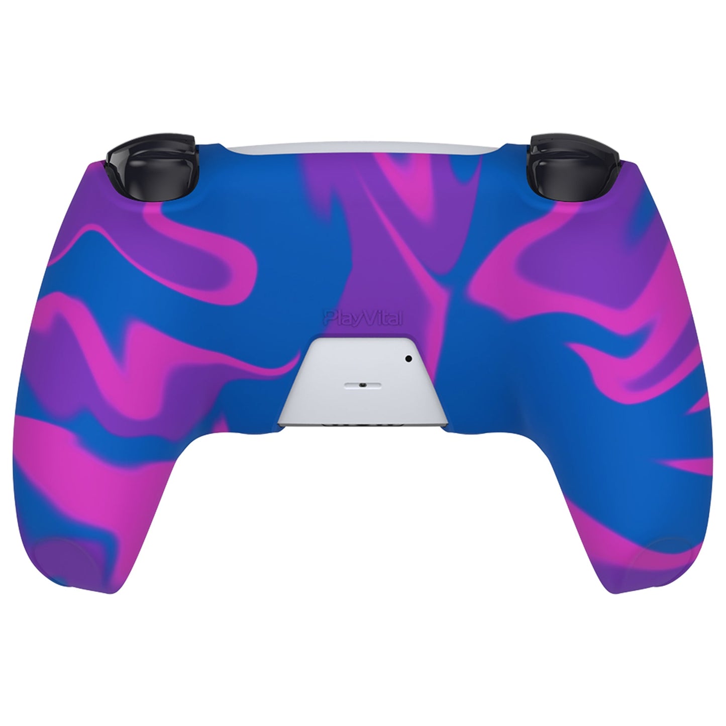 PlayVital Pure Series Dockable Model Anti-Slip Silicone Cover Skin with Thumb Grip Caps for PS5 Wireless Controller - Compatible with Charging Station - Pink & Purple & Blue - EKPFP003 PlayVital