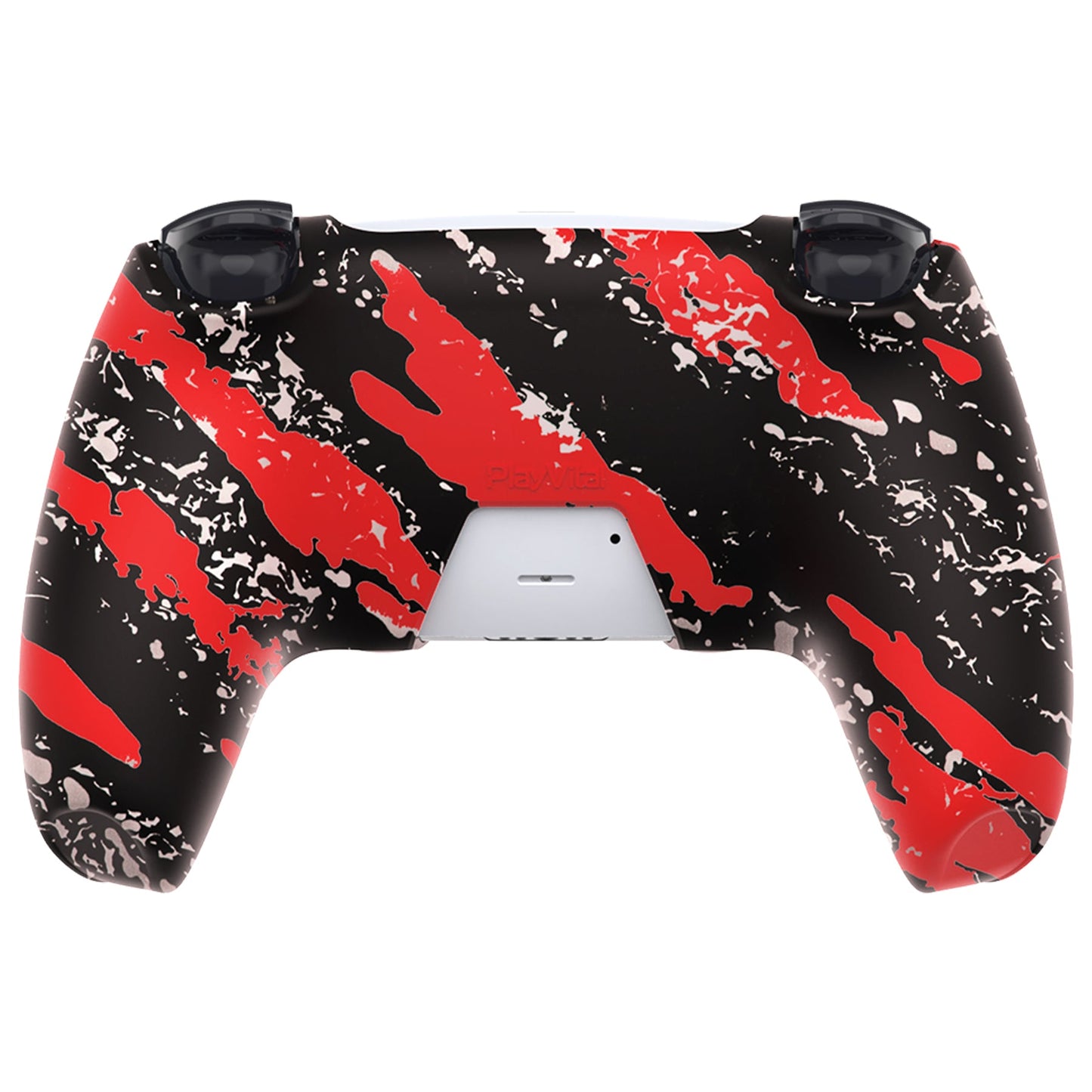 PlayVital Pure Series Dockable Model Anti-Slip Silicone Cover Skin with Thumb Grip Caps for PS5 Wireless Controller - Compatible with Charging Station - Red Splash - EKPFS003 PlayVital