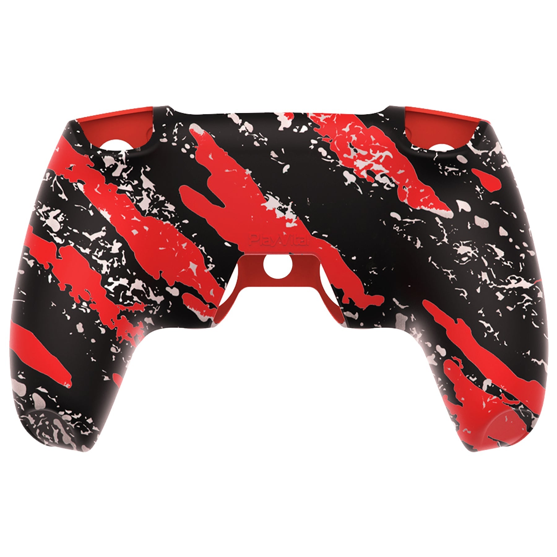 PlayVital Pure Series Dockable Model Anti-Slip Silicone Cover Skin with Thumb Grip Caps for PS5 Wireless Controller - Compatible with Charging Station - Red Splash - EKPFS003 PlayVital