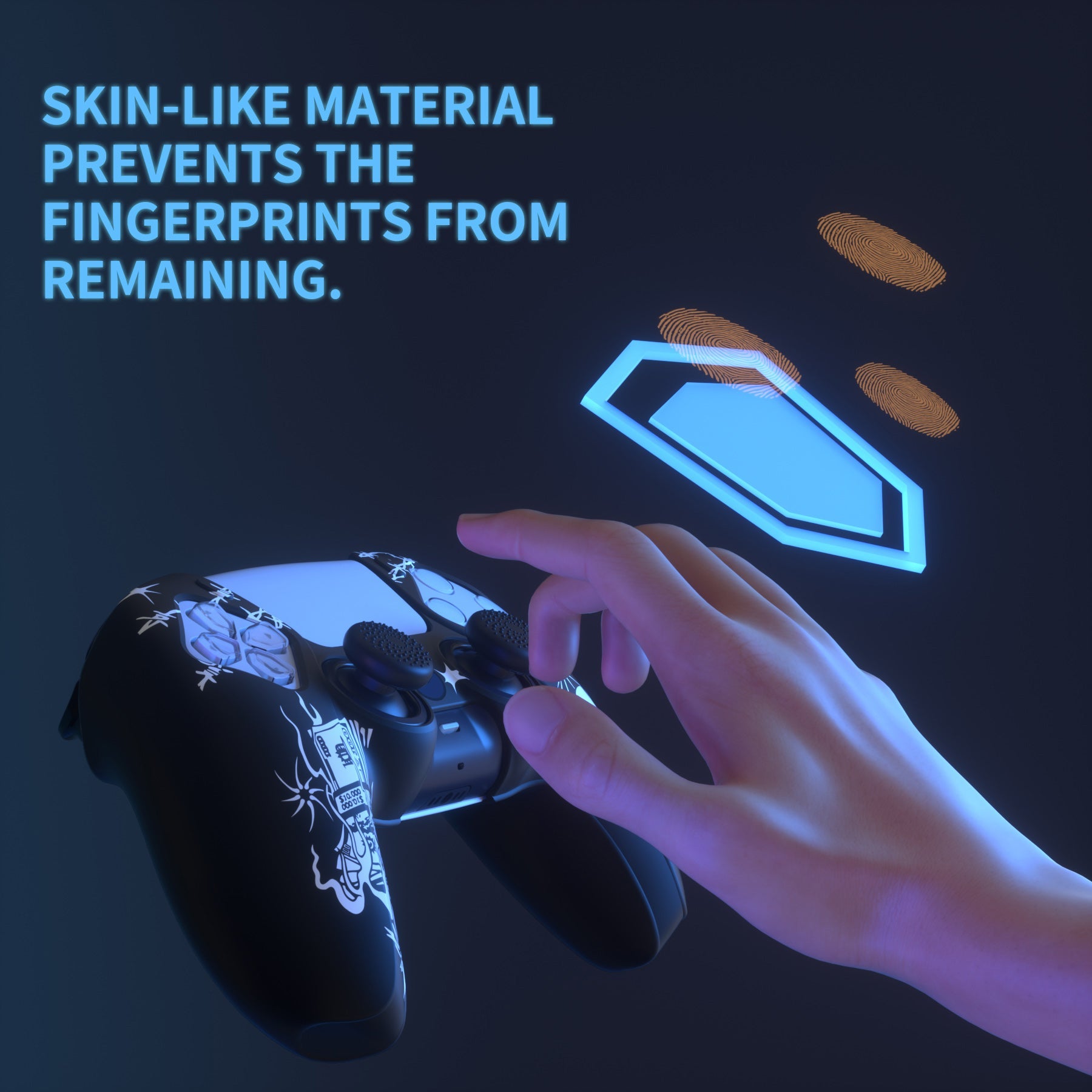 PlayVital Pure Series Dockable Model Anti-Slip Silicone Cover Skin with Thumb Grip Caps for PS5 Wireless Controller - Compatible with Charging Station - Sin Source - EKPFL005 PlayVital