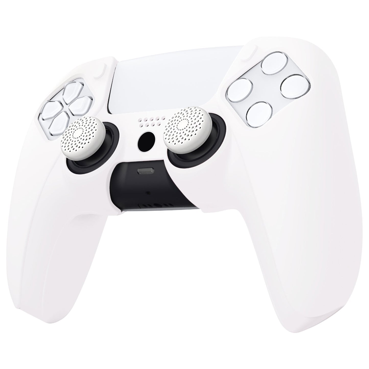 PlayVital Pure Series Dockable Model Anti-Slip Silicone Cover Skin with Thumb Grip Caps for PS5 Wireless Controller - Compatible with Charging Station - White - EKPFP002 PlayVital