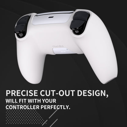 PlayVital Pure Series Dockable Model Anti-Slip Silicone Cover Skin with Thumb Grip Caps for PS5 Wireless Controller - Compatible with Charging Station - White - EKPFP002 PlayVital