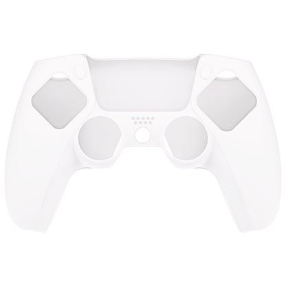 PlayVital Pure Series Dockable Model Anti-Slip Silicone Cover Skin with Thumb Grip Caps for PS5 Wireless Controller - Compatible with Charging Station - White - EKPFP002 PlayVital