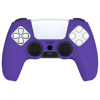 PlayVital Pure Series Ergonomic Anti-Slip Silicone Cover Skin with Thumb Grip Caps for PS5 Wireless Controller - Compatible with Charging Station - Purple - EKPFP006 PlayVital