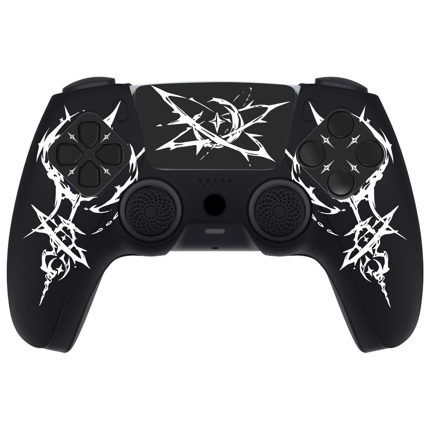 PlayVital Pure Series PS5 コントローラー用 シリコングリップカバー 6個のサムグリップ＆ステッカー付き／充電スタンド対応・滑り止めシリコンスキン【カービング エナジーリフト】