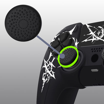 PlayVital Pure Series PS5 コントローラー用 シリコングリップカバー 6個のサムグリップ＆ステッカー付き／充電スタンド対応・滑り止めシリコンスキン【カービング エナジーリフト】