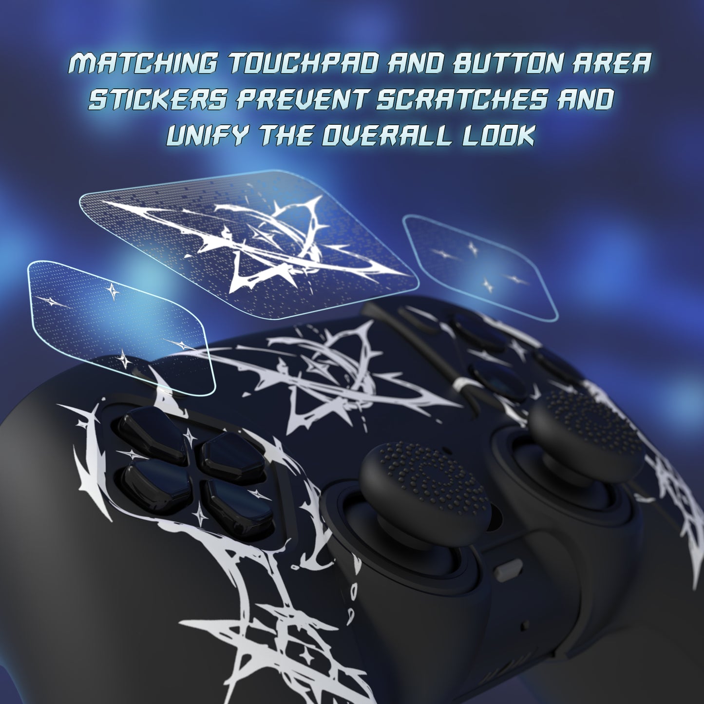 PlayVital Pure Series PS5 コントローラー用 シリコングリップカバー 6個のサムグリップ＆ステッカー付き／充電スタンド対応・滑り止めシリコンスキン【カービング エナジーリフト】