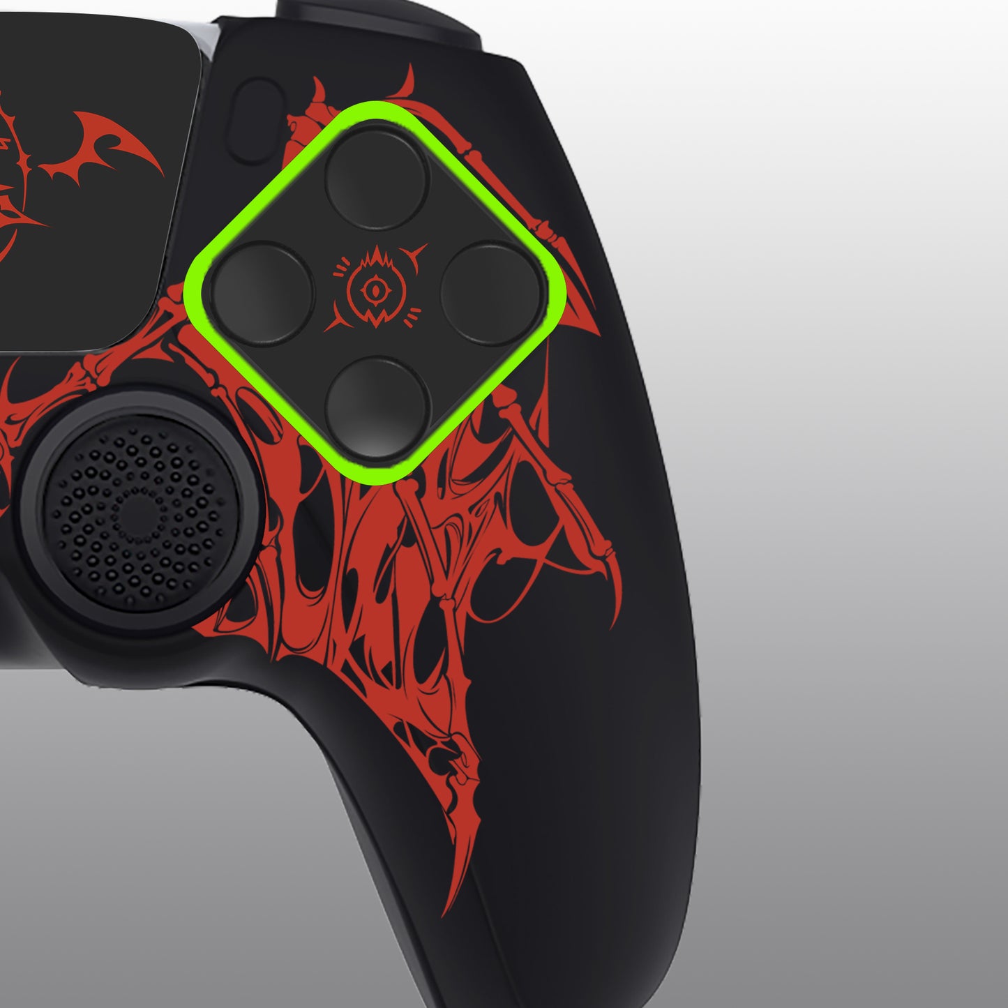 PlayVital Pure Series PS5 コントローラー用 シリコングリップカバー 6個のサムグリップ＆ステッカー付き／充電スタンド対応・滑り止めシリコンスキン【ウィングス・シジル レッド】