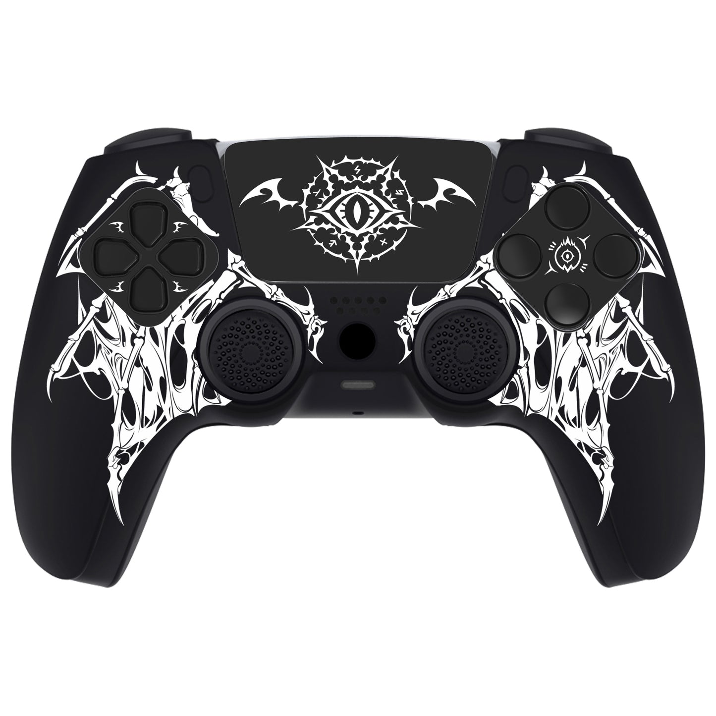 PlayVital Pure Series PS5 コントローラー用 シリコングリップカバー 6個のサムグリップ＆ステッカー付き／充電スタンド対応・滑り止めシリコンスキン 【ウィングス・シジル ホワイト】