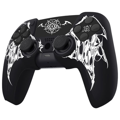 PlayVital Pure Series PS5 コントローラー用 シリコングリップカバー 6個のサムグリップ＆ステッカー付き／充電スタンド対応・滑り止めシリコンスキン 【ウィングス・シジル ホワイト】