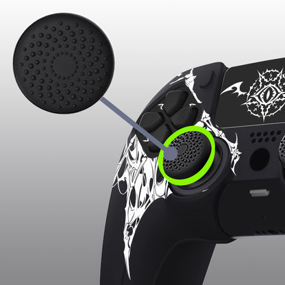 PlayVital Pure Series PS5 コントローラー用 シリコングリップカバー 6個のサムグリップ＆ステッカー付き／充電スタンド対応・滑り止めシリコンスキン 【ウィングス・シジル ホワイト】