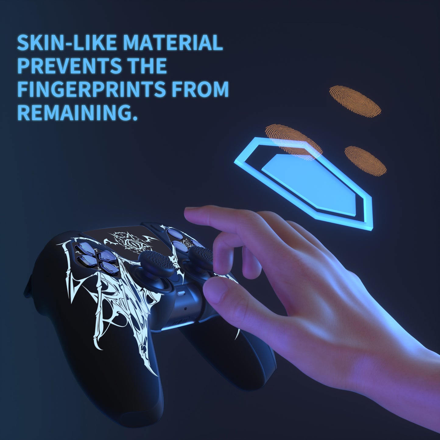 PlayVital Pure Series PS5 コントローラー用 シリコングリップカバー 6個のサムグリップ＆ステッカー付き／充電スタンド対応・滑り止めシリコンスキン 【ウィングス・シジル ホワイト】