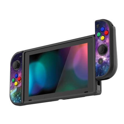 PlayVital Purple Galaxy Protective Case for NS Switch, Soft TPU Slim Case Cover for NS Switch Console with Colorful ABXY Direction Button Caps - NTU6015G2 PlayVital