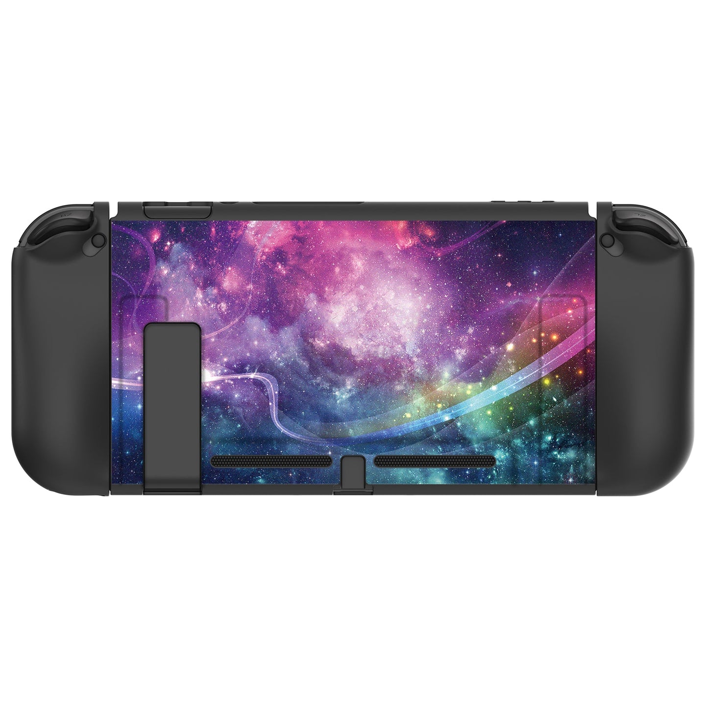 PlayVital Purple Galaxy Protective Case for NS Switch, Soft TPU Slim Case Cover for NS Switch Console with Colorful ABXY Direction Button Caps - NTU6015G2 PlayVital