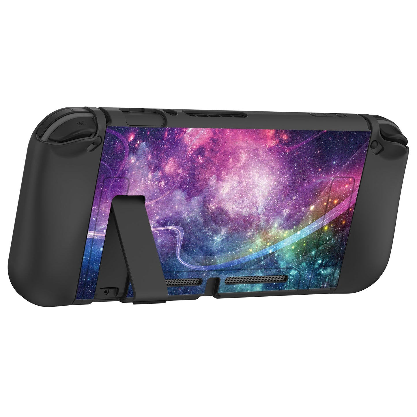 PlayVital Purple Galaxy Protective Case for NS Switch, Soft TPU Slim Case Cover for NS Switch Console with Colorful ABXY Direction Button Caps - NTU6015G2 PlayVital