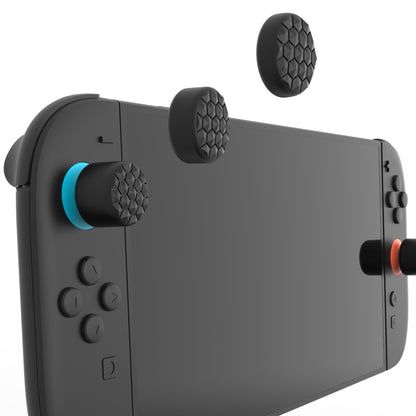 PlayVital QUANTUM Pro 2025年新型Switch 2対応用エルゴノミック親指グリップキャップ 3段階高さ（凸型・凹型）調整対応 エイム精度向上 ダイヤモンドテクスチャ＆クラックボムデザイン【ブラック】