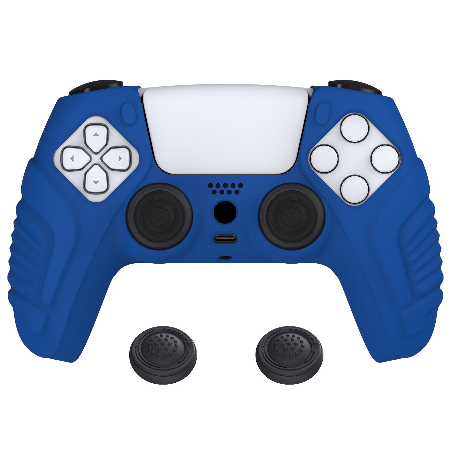 PlayVital Raging Warrior Edition Anti-slip Silicone Cover Skin with Thumbstick Caps for PS5 Wireless Controller - Blue - KZPF003 PlayVital