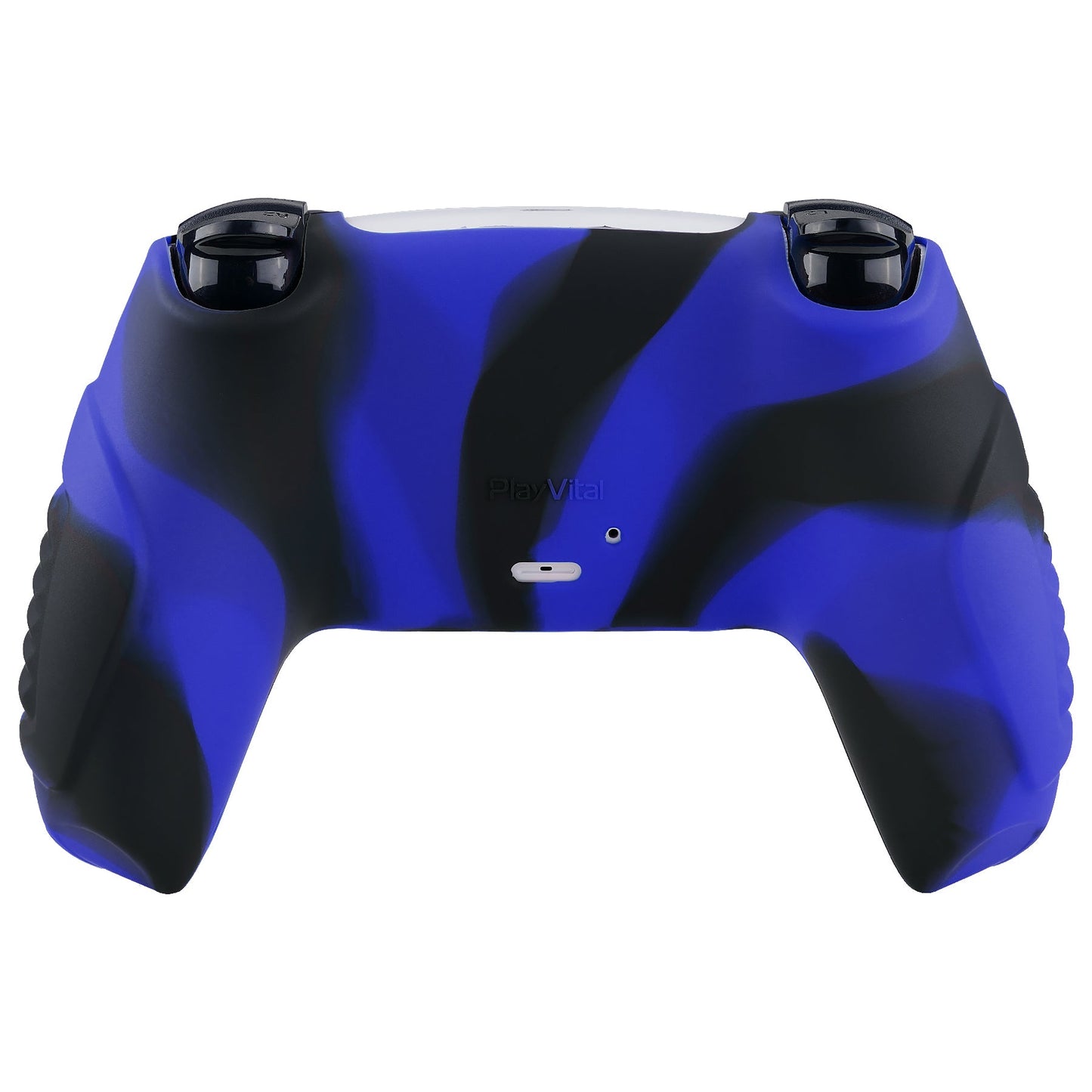 PlayVital Raging Warrior Edition Anti-slip Silicone Cover Skin with Thumbstick Caps for PS5 Wireless Controller - Blue & Black - KZPF006 PlayVital