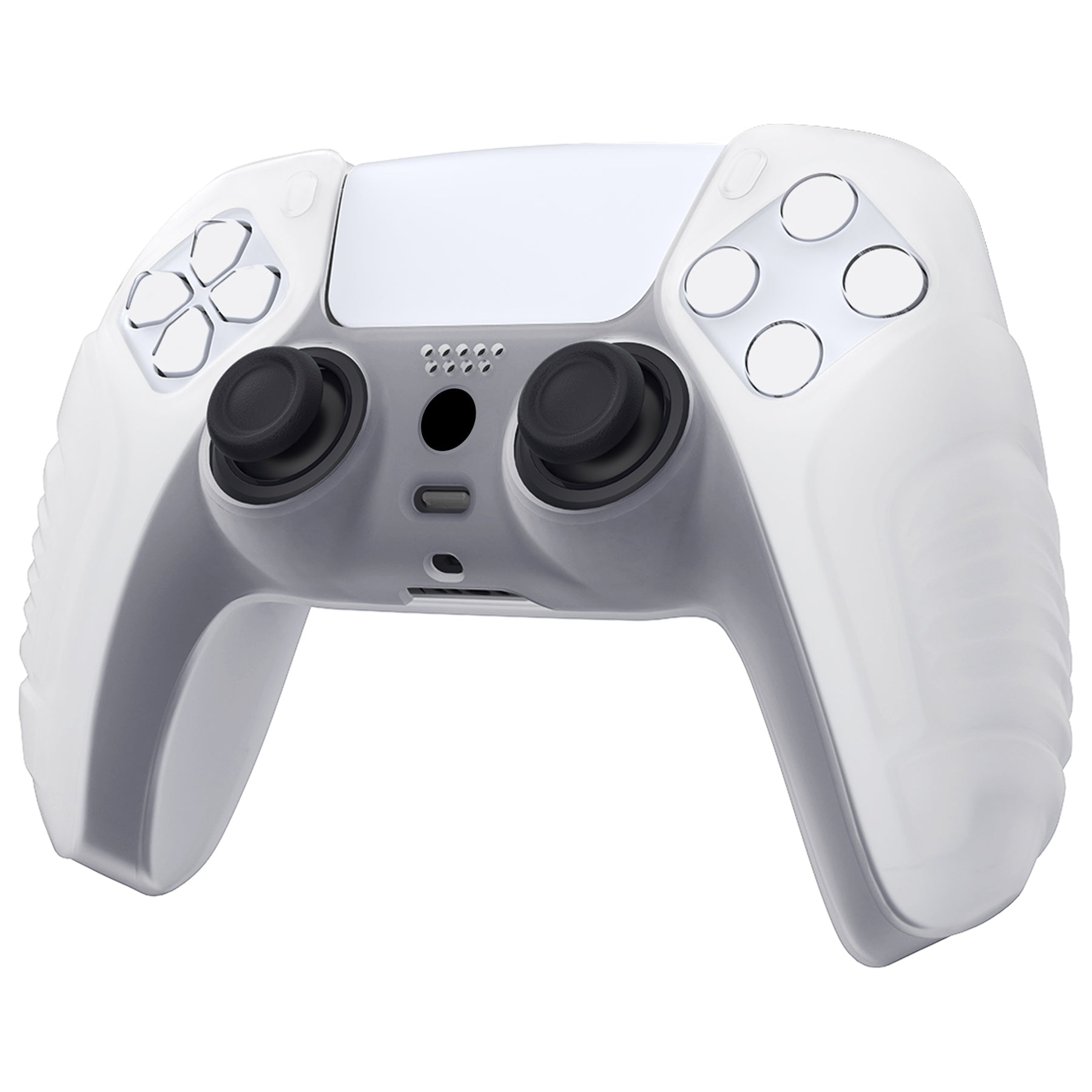 PlayVital Raging Warrior Edition Anti-slip Silicone Cover Skin with Thumbstick Caps for PS5 Wireless Controller - Clear White - KZPF005 PlayVital