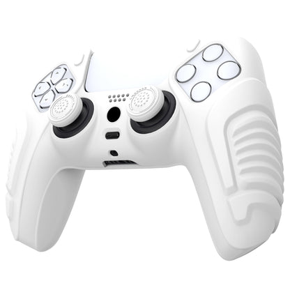 PlayVital Raging Warrior Edition Anti-slip Silicone Cover Skin with Thumbstick Caps for PS5 Wireless Controller - White - KZPF002 PlayVital