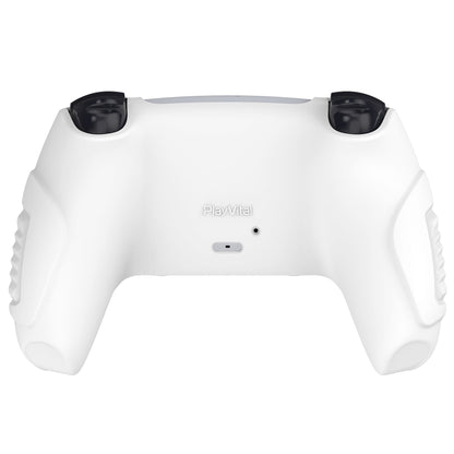 PlayVital Raging Warrior Edition Anti-slip Silicone Cover Skin with Thumbstick Caps for PS5 Wireless Controller - White - KZPF002 PlayVital