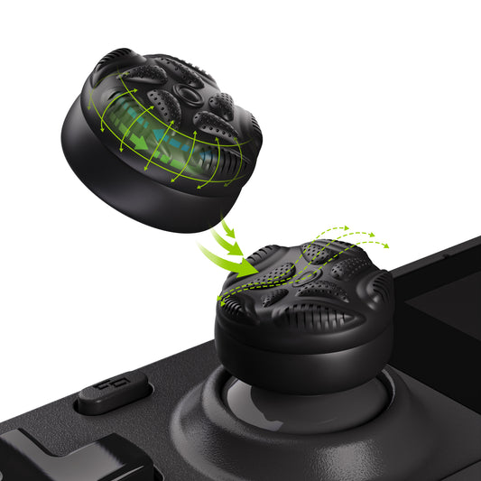 PlayVital Raindrop Texture Design サムクッションキャップ サムグリップ Steam Deck LCD & OLED 用 (4個入り)、高さアップジョイスティックカバー すべり止めテクスチャ付き Steam Deck アクセサリー【ブラック】
