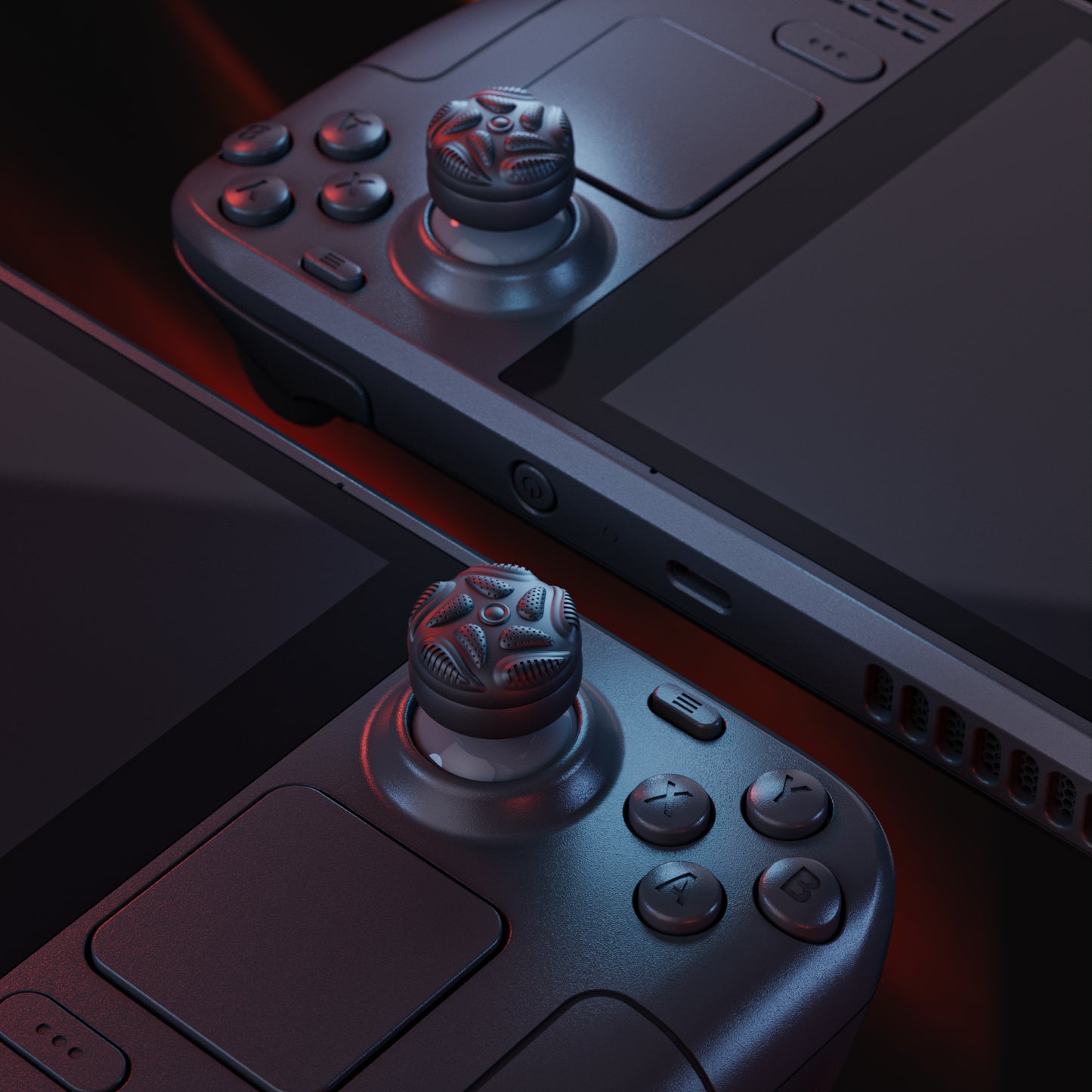 PlayVital Raindrop Texture Design サムクッションキャップ サムグリップ Steam Deck LCD & OLED 用 (4個入り)、高さアップジョイスティックカバー すべり止めテクスチャ付き Steam Deck アクセサリー【ブラック】