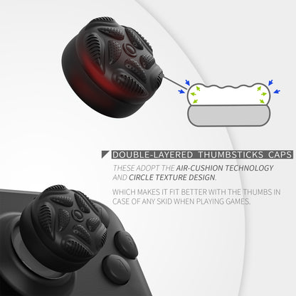 PlayVital Raindrop Texture Design サムクッションキャップ サムグリップ Steam Deck LCD & OLED 用 (4個入り)、高さアップジョイスティックカバー すべり止めテクスチャ付き Steam Deck アクセサリー【ブラック】