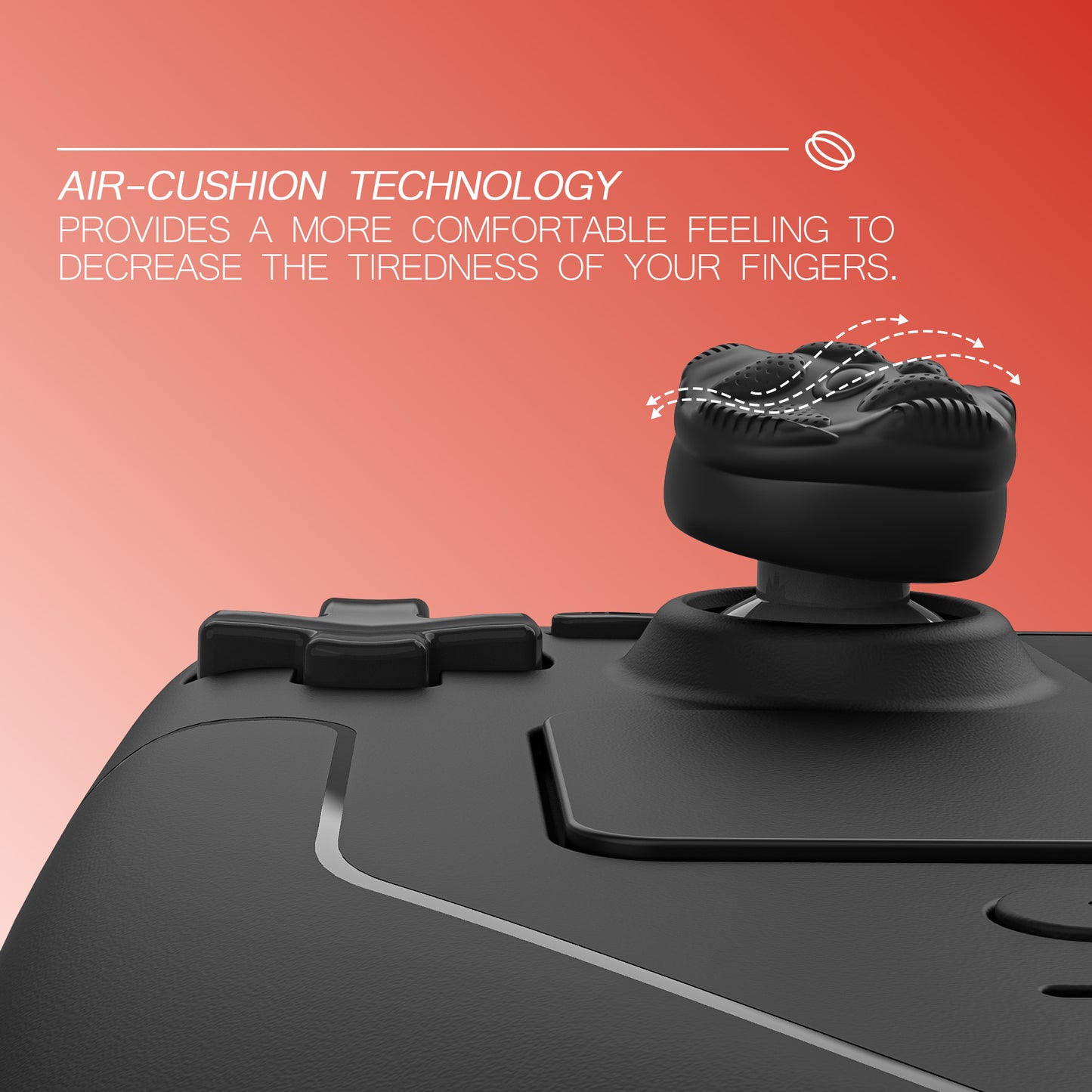 PlayVital Raindrop Texture Design サムクッションキャップ サムグリップ Steam Deck LCD & OLED 用 (4個入り)、高さアップジョイスティックカバー すべり止めテクスチャ付き Steam Deck アクセサリー【ブラック】