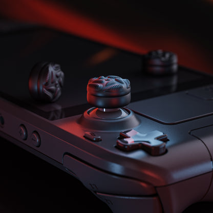 PlayVital Raindrop Texture Design サムクッションキャップ サムグリップ Steam Deck LCD & OLED 用 (4個入り)、高さアップジョイスティックカバー すべり止めテクスチャ付き Steam Deck アクセサリー【ブラック】