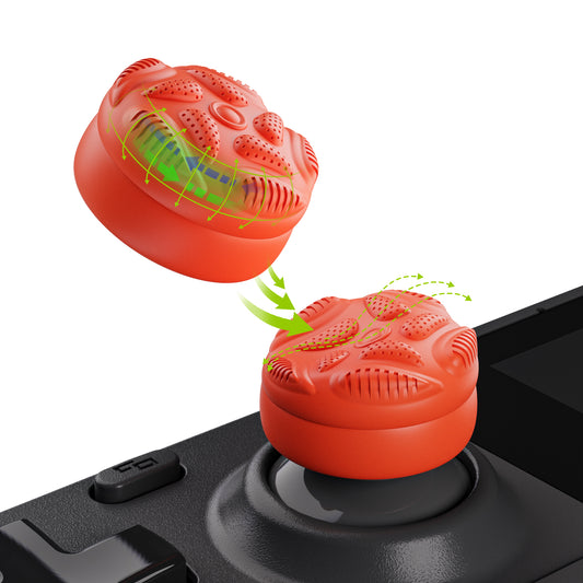 PlayVital Raindrop Texture Design サムクッションキャップ サムグリップ Steam Deck LCD & OLED 用 (4個入り)、高さアップジョイスティックカバー すべり止めテクスチャ付き Steam Deck アクセサリー【オレンジ】