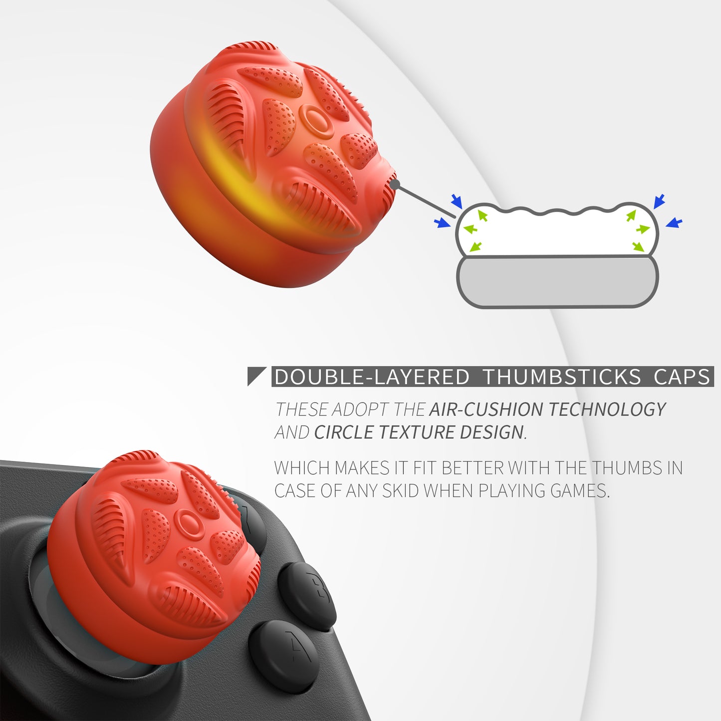 PlayVital Raindrop Texture Design サムクッションキャップ サムグリップ Steam Deck LCD & OLED 用 (4個入り)、高さアップジョイスティックカバー すべり止めテクスチャ付き Steam Deck アクセサリー【オレンジ】
