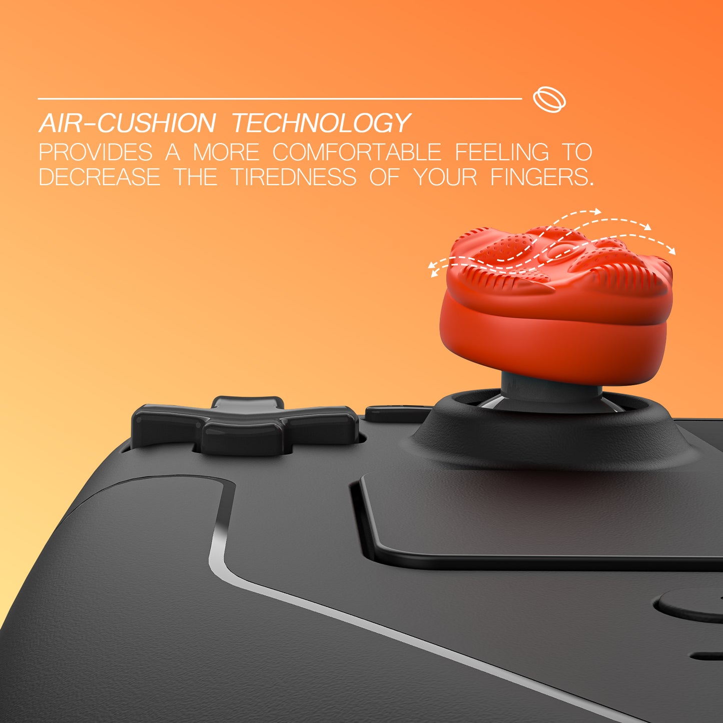 PlayVital Raindrop Texture Design サムクッションキャップ サムグリップ Steam Deck LCD & OLED 用 (4個入り)、高さアップジョイスティックカバー すべり止めテクスチャ付き Steam Deck アクセサリー【オレンジ】