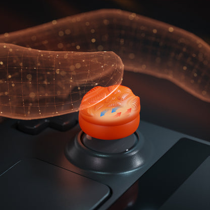 PlayVital Raindrop Texture Design サムクッションキャップ サムグリップ Steam Deck LCD & OLED 用 (4個入り)、高さアップジョイスティックカバー すべり止めテクスチャ付き Steam Deck アクセサリー【オレンジ】