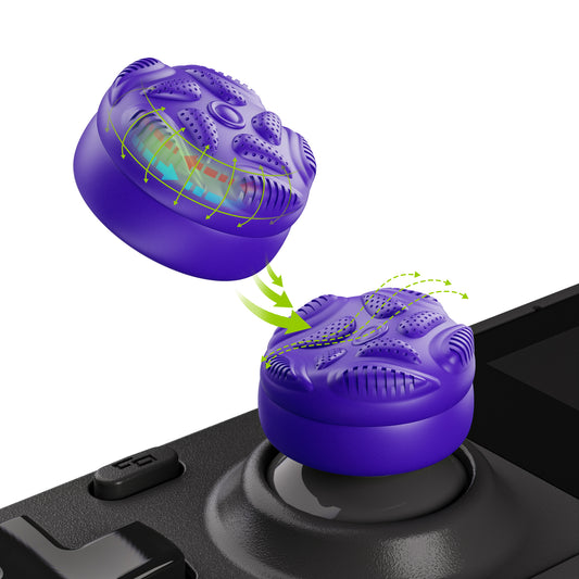 PlayVital Raindrop Texture Design サムクッションキャップ サムグリップ Steam Deck LCD & OLED 用 (4個入り)、高さアップジョイスティックカバー すべり止めテクスチャ付き Steam Deck アクセサリー【パープル】