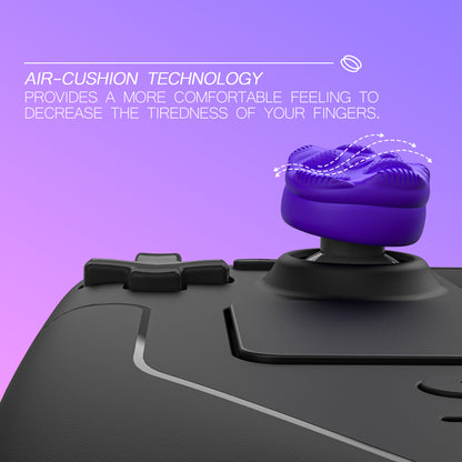PlayVital Raindrop Texture Design サムクッションキャップ サムグリップ Steam Deck LCD & OLED 用 (4個入り)、高さアップジョイスティックカバー すべり止めテクスチャ付き Steam Deck アクセサリー【パープル】