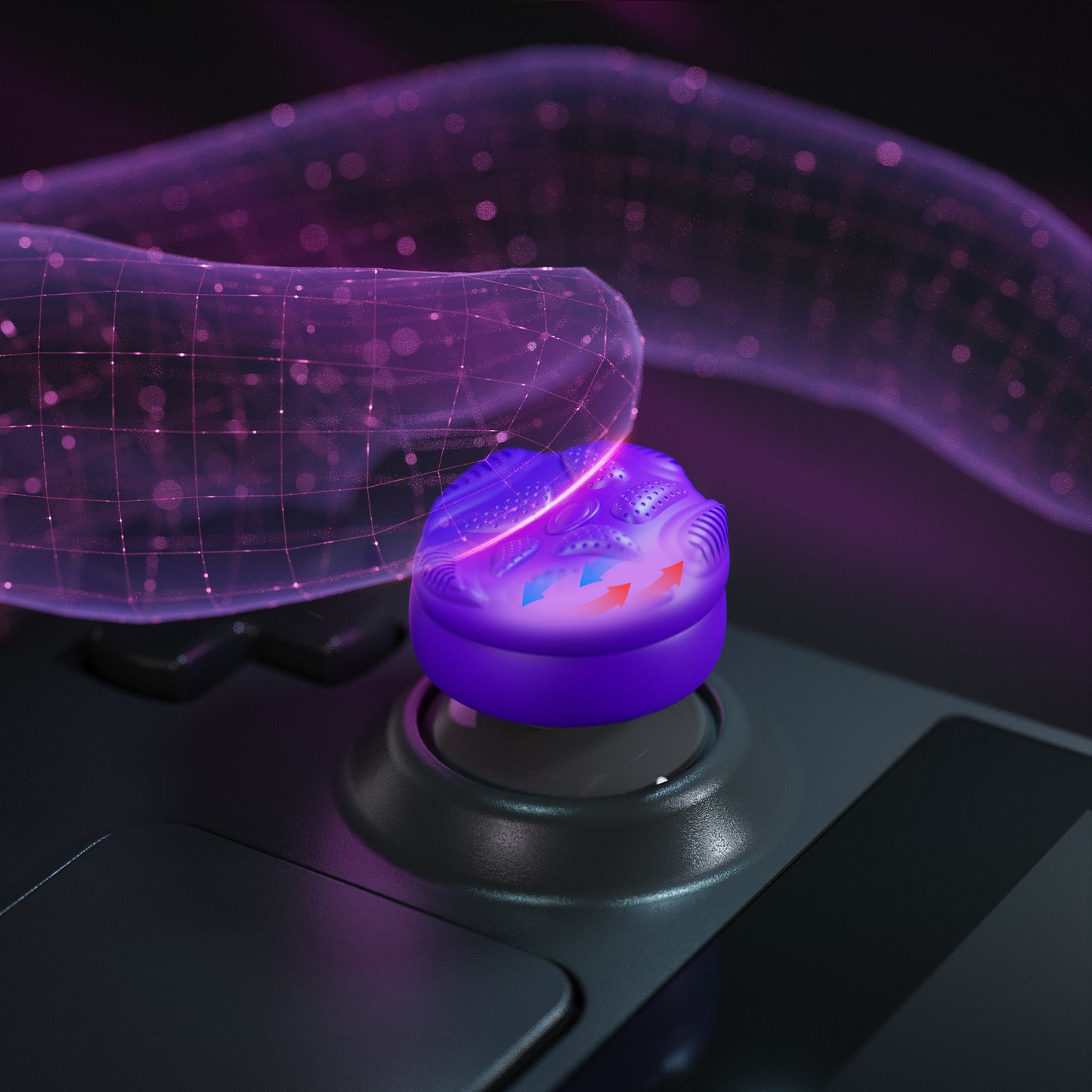 PlayVital Raindrop Texture Design サムクッションキャップ サムグリップ Steam Deck LCD & OLED 用 (4個入り)、高さアップジョイスティックカバー すべり止めテクスチャ付き Steam Deck アクセサリー【パープル】