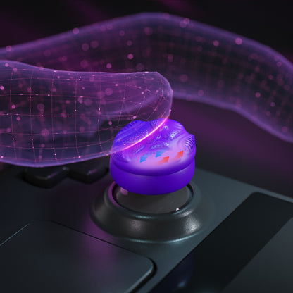 PlayVital Raindrop Texture Design サムクッションキャップ サムグリップ Steam Deck LCD & OLED 用 (4個入り)、高さアップジョイスティックカバー すべり止めテクスチャ付き Steam Deck アクセサリー【パープル】