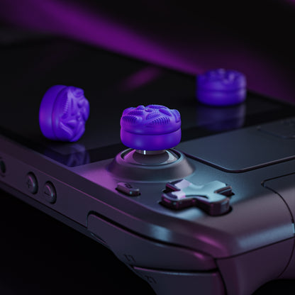 PlayVital Raindrop Texture Design サムクッションキャップ サムグリップ Steam Deck LCD & OLED 用 (4個入り)、高さアップジョイスティックカバー すべり止めテクスチャ付き Steam Deck アクセサリー【パープル】