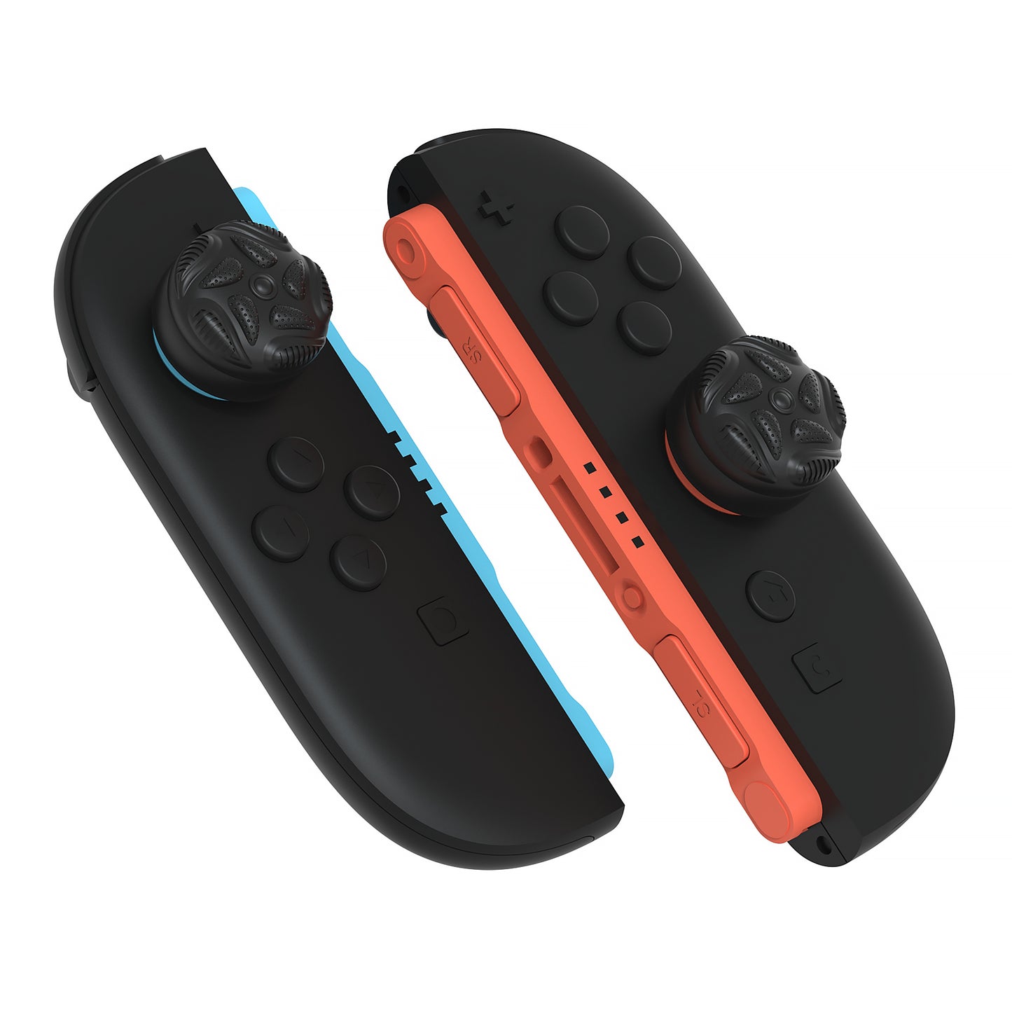 PlayVital Raindrop Texture Design サムクッションキャップ サムグリップ (4個セット) for Switch 2、Nintendo Switch 2 Joycon 用 Anti-Slip Raindrop Texture Design シリコンジョイスティックグリップカバー【ブラック】