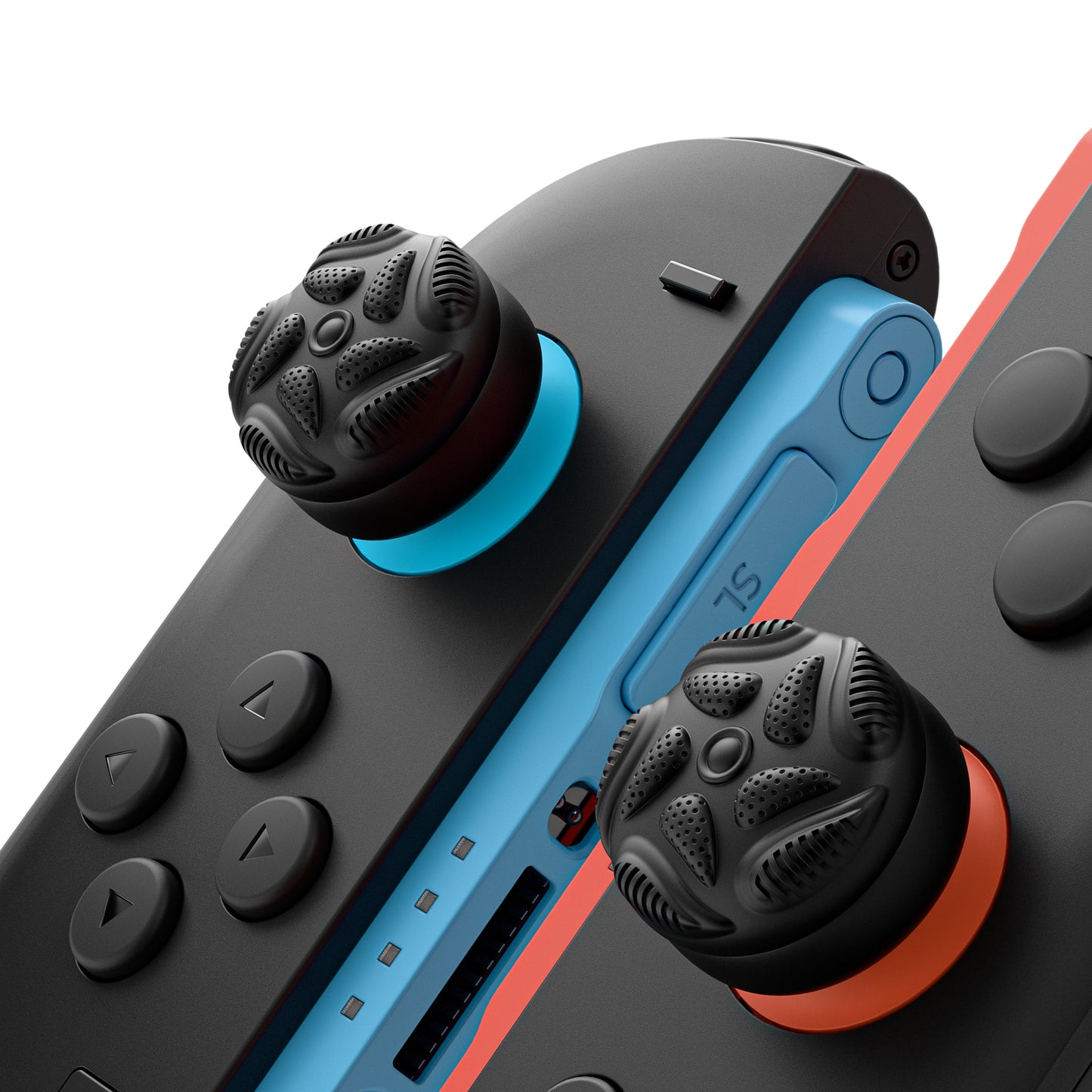 PlayVital Raindrop Texture Design サムクッションキャップ サムグリップ (4個セット) for Switch 2、Nintendo Switch 2 Joycon 用 Anti-Slip Raindrop Texture Design シリコンジョイスティックグリップカバー【ブラック】
