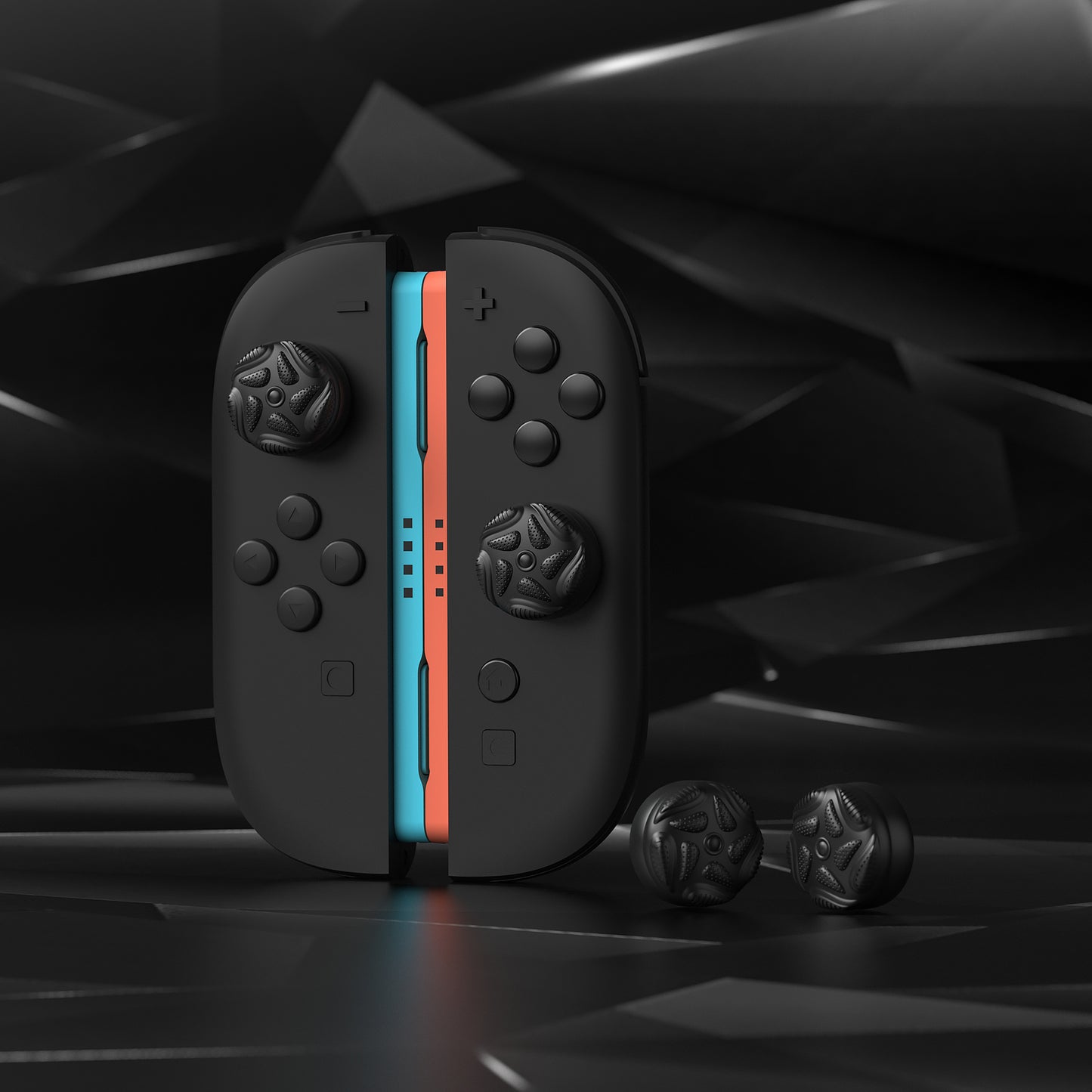 PlayVital Raindrop Texture Design サムクッションキャップ サムグリップ (4個セット) for Switch 2、Nintendo Switch 2 Joycon 用 Anti-Slip Raindrop Texture Design シリコンジョイスティックグリップカバー【ブラック】