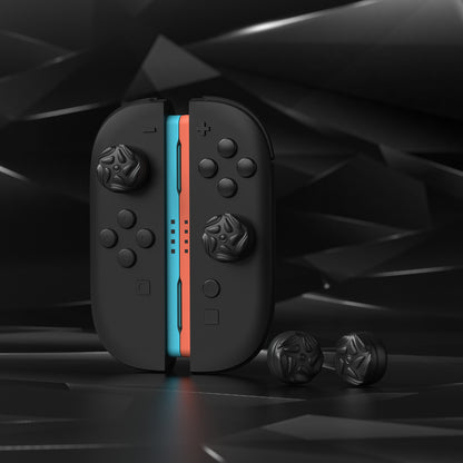 PlayVital Raindrop Texture Design サムクッションキャップ サムグリップ (4個セット) for Switch 2、Nintendo Switch 2 Joycon 用 Anti-Slip Raindrop Texture Design シリコンジョイスティックグリップカバー【ブラック】